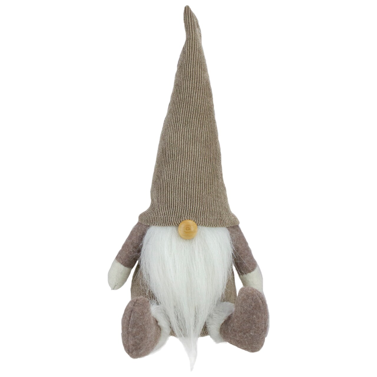 Northlight Plush Sitting Gnome with Corduroy Hat Christmas Figure - 10" - Brown and White